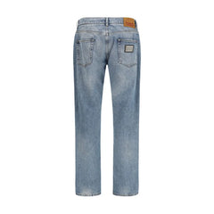 Dolce & Gabbana Blue Cotton Straight-Leg Jeans - IT50 | L