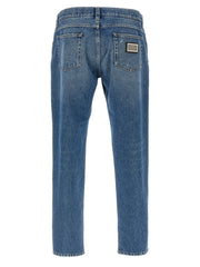 Dolce & Gabbana Blue Cotton Straight-Leg Jeans - IT56 | XL