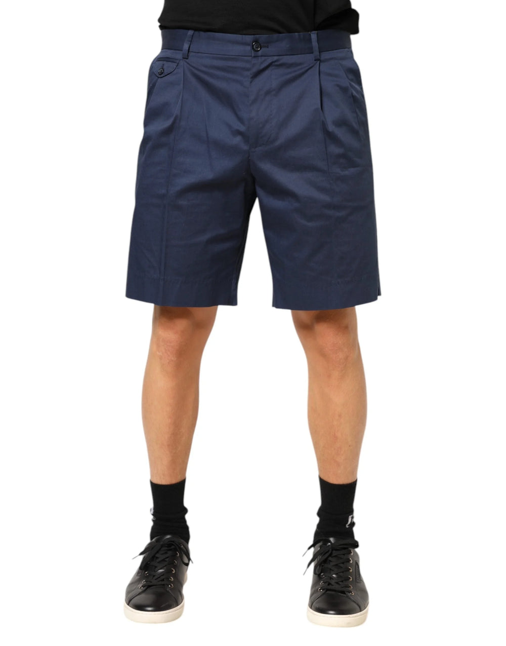 Dolce & Gabbana Blue Cotton Stretch Mid Waist Bermuda Shorts - Bermudas