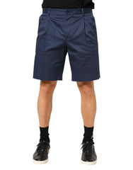Dolce & Gabbana Blue Cotton Stretch Mid Waist Bermuda Shorts - Bermudas
