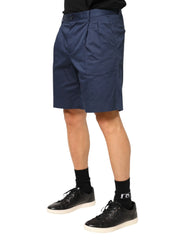 Dolce & Gabbana Blue Cotton Stretch Mid Waist Bermuda Shorts - Bermudas