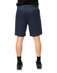 Dolce & Gabbana Blue Cotton Stretch Mid Waist Bermuda Shorts - Bermudas