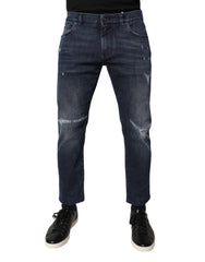 Dolce & Gabbana Blue Cotton Stretch Skinny Men Denim Jeans - IT50 | L - Jeans