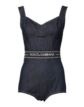 Dolce & Gabbana Blue Cotton Stretch Sleeveless Bodycon Denim Bodysuit - IT40|S - Bodysuits
