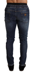 Dolce & Gabbana Blue Cotton Stretch Tattered Denim Jeans - IT44 | XS - Jeans