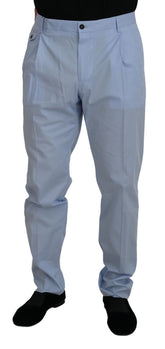 Dolce & Gabbana Blue Cotton Stretch Trousers Chinos Pants - Chinos