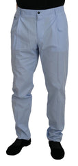 Dolce & Gabbana Blue Cotton Stretch Trousers Chinos Pants - Chinos