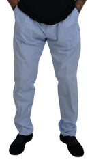 Dolce & Gabbana Blue Cotton Stretch Trousers Chinos Pants - Chinos