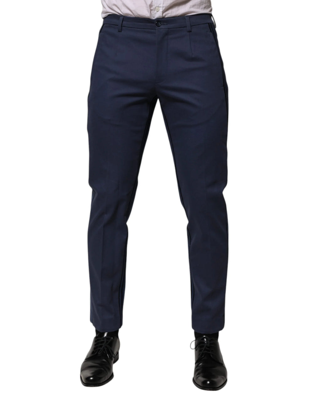 Dolce & Gabbana Blue Cotton Tapered Men Formal Trousers Pants - IT48 | M