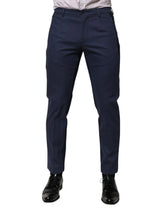 Dolce & Gabbana Blue Cotton Tapered Men Formal Trousers Pants - IT48 | M - Trousers