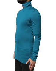 Dolce & Gabbana Blue Cotton Turtleneck Long Sleeves Sweater - IT44 | XS - Sweaters