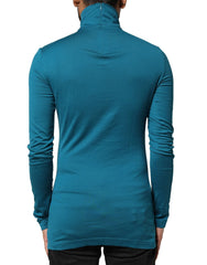 Dolce & Gabbana Blue Cotton Turtleneck Long Sleeves Sweater - IT44 | XS - Sweaters