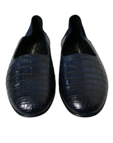 Dolce & Gabbana Blue Crocodile Leather Loafers Slip On Shoes - EU45/US12
