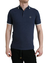 Dolce & Gabbana Blue Crown Patch Cotton Collared Men Polo T-shirt - IT44 | XS - Polos