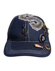 Dolce & Gabbana Blue Crystal Embellishment Baseball Cap - Baseball Caps