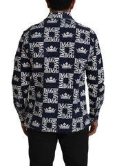 Dolce & Gabbana Blue Denim Stretch DG Crown Logo Casual Shirt - Shirts