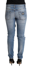 Dolce & Gabbana Blue Distressed Cotton Denim Skinny Jeans - IT40|S - Jeans