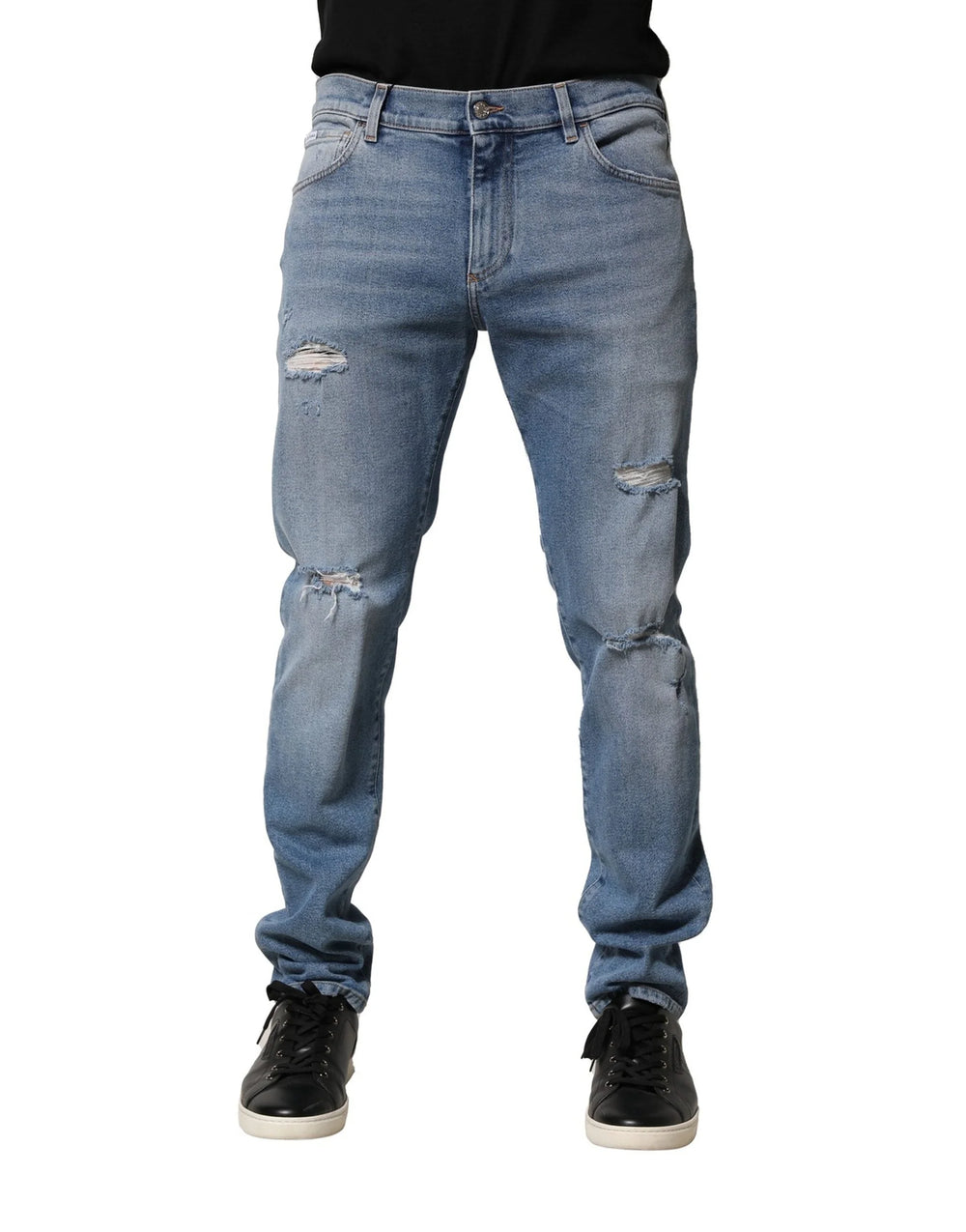 Dolce & Gabbana Blue Distressed Cotton Slim Men Denim Jeans - IT54 | XL - Jeans