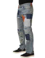 Dolce & Gabbana Blue Distressed Patchwork StraightDenim Jeans - IT48 | M