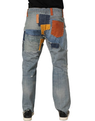 Dolce & Gabbana Blue Distressed Patchwork StraightDenim Jeans - IT48 | M