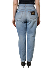 Dolce & Gabbana Blue Distressed Pleated Cotton Denim Jeans - IT44 | L