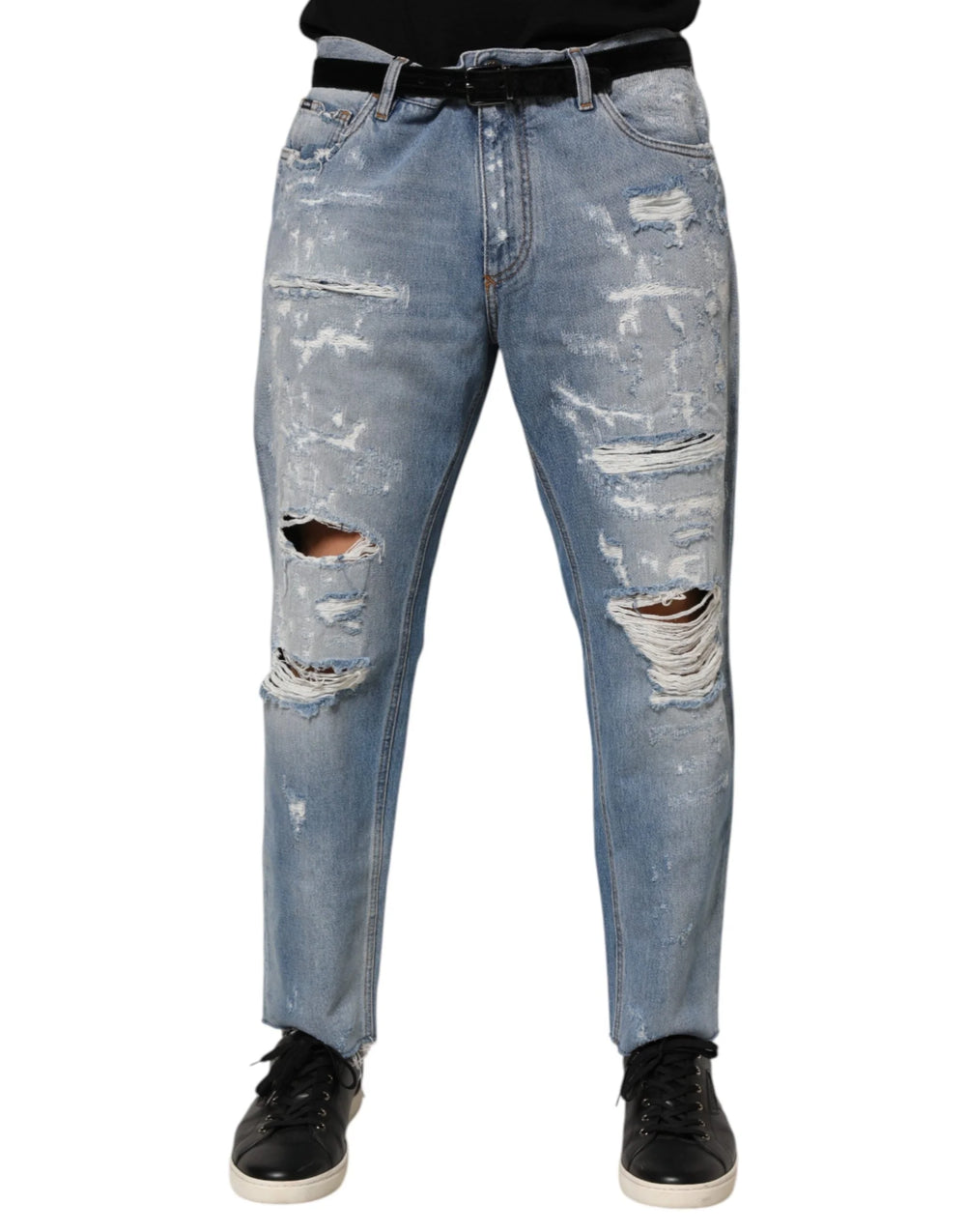 Dolce & Gabbana Blue Distressed Ripped Denim Pants Jeans - Jeans