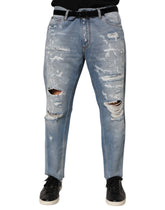 Dolce & Gabbana Blue Distressed Ripped Denim Pants Jeans - Jeans
