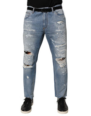 Dolce & Gabbana Blue Distressed Ripped Denim Trouser Jeans - IT52 | XL - Jeans