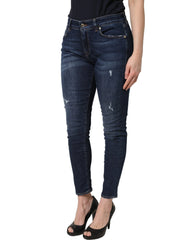 Dolce & Gabbana Blue Distressed Skinny Cotton Denim Jeans - IT44 | L