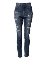 Dolce & Gabbana Blue Distressed Washed Logo GRACE Denim Jeans - IT40|S