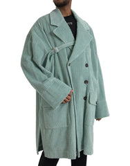Dolce & Gabbana Blue Double Breasted Corduroy Cotton Jacket - IT52 | XL - Trench Coats