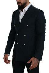 Dolce & Gabbana Blue Double Breasted Formal Coat Blazer - IT48 | M - Sport Jackets