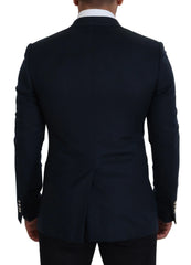 Dolce & Gabbana Blue Double Breasted Formal Coat Blazer - IT48 | M