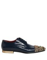 Dolce & Gabbana Blue Embellished Men Derby Dress Formal Shoes - EU43/US10