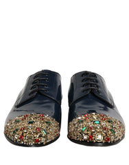 Dolce & Gabbana Blue Embellished Men Derby Dress Formal Shoes - EU43/US10
