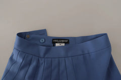 Dolce & Gabbana Blue Embellished Pleated Mini Skirt Wool - IT38|XS - Skirts