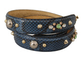 Dolce & Gabbana Blue Exotic Leather Crystals Shoulder Strap - Handbag & Wallet Accessories