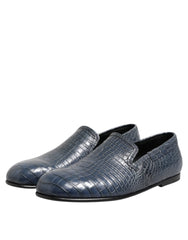 Dolce & Gabbana Blue Exotic Leather Slip On Loafers Men Dress Shoes - EU42/US9 - Flats