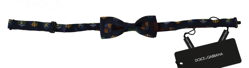 Dolce & Gabbana Blue Flags 100% Silk Adjustable Neck Papillon Men Bow Tie - Neckties