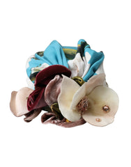 Dolce & Gabbana Blue Floral Motif Turban Head Hat Women - Turbans
