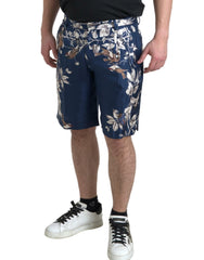 Dolce & Gabbana Blue Floral Print Silk Men Bermuda Shorts - Bermudas