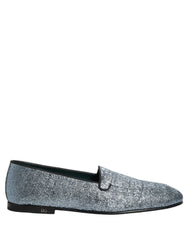 Dolce & Gabbana Blue Glitter Lurex DG Logo Dress Loafers Shoes - EU43/US10