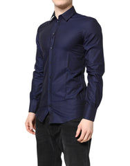 Dolce & Gabbana Blue GOLD Cotton Long Sleeves Men Dress Shirt - IT38 | XS - Shirts