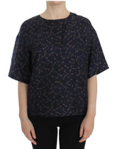 Dolce & Gabbana Blue gold key print silk blouse - IT42|M - Blouses