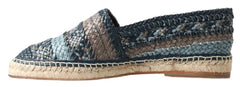 Dolce & Gabbana Blue Gray Leather Buffalo Espadrille Shoes - Flats