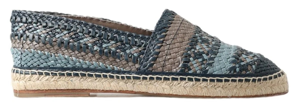 Dolce & Gabbana Blue Gray Leather Buffalo Espadrille Shoes - Flats