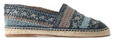 Dolce & Gabbana Blue Gray Leather Buffalo Espadrille Shoes - Flats