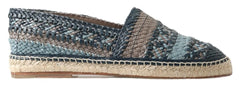 Dolce & Gabbana Blue Gray Leather Buffalo Espadrille Shoes - Flats