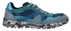 Dolce & Gabbana Blue Gray Leather Sport Low Top Sneakers - Sneakers