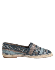 Dolce & Gabbana Blue Gray Woven Leather Buffalo Espadrille Shoes - EU42/US9 - Flats